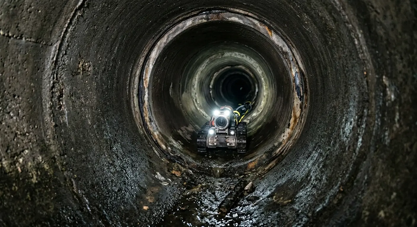 Robotic sewer camera inspecting pipe interior for Drain Snake Service in Hercules